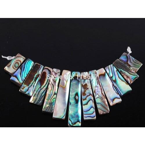 Natural New Zealand Abalone Shell 13Pcs Stick Beads Pendant Set IN3362