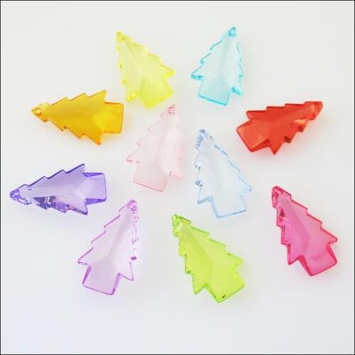 New 50Pcs Mixed Plastic Acrylic Clear Christmas Tree Charms Pendants 15x24mm
