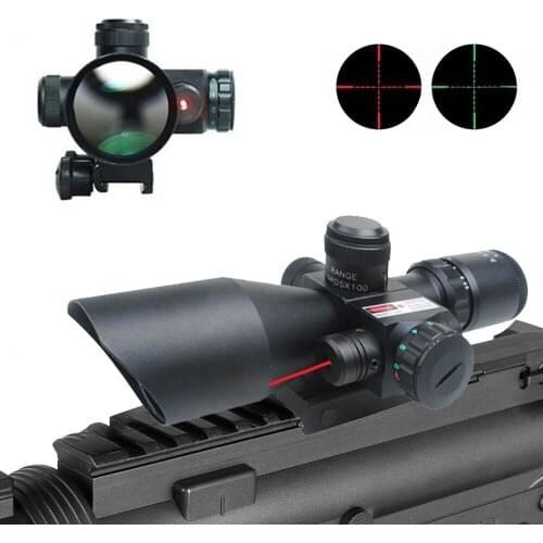 2.5-10X40 Hunting Riflescope Red Green Mil-dot Crosshair Illuminated Tactical Optical Rifle Sight With laser For AirGun Sniper