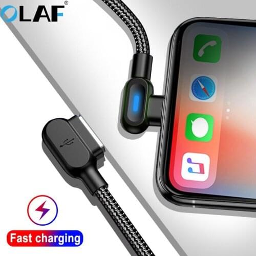 OLAF 90 Degree Micro USB Cable 1M 2M Fast Charging Data Sync USB Charger Cable For Samsung Xiaomi Huawei HTC LG Android Cables