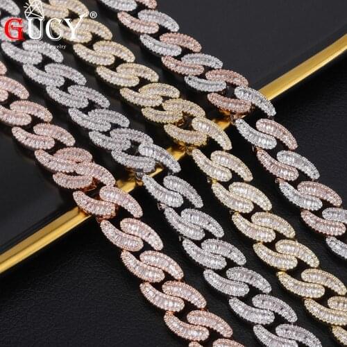 16-30inch Miami locks Cuban Link 14mm Wideth Necklace Ice Out AAA Cubic Zircon Sparkling Hip Hop Male Jewelry