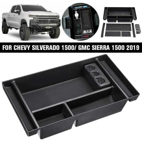 1PCS Car Armrest Storage Box Center Console Glove Tray Holder Armrest Storage Box For Chevy Silverado 1500/GMC Sierra 1500 2019