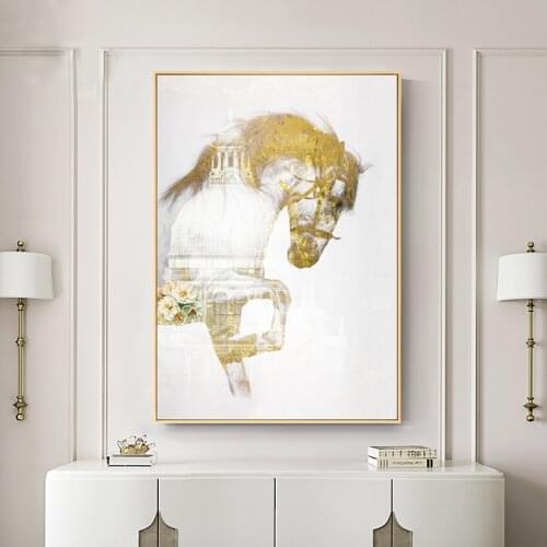 Nordic Horse Geometry line Wall art canvas print posters and painting Abstract Figures Pictures for Living Room morden decor