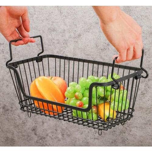 Wire Iron Stackable Storage Baskets Organizer With Holder Household Storage Tools Kitchen Bathroom Desktop Sundries Container
