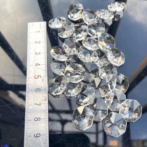 20Pcs Clear Glass Octagon Beads 14mm Chandelier Parts Wedding Decoration DIY Sun catcher for Window Curtain Lighting Accessories