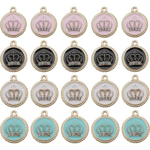Peixin 8PCS mixed color colorful crown zircon enamel pendant for DIY jewelry bracelet necklace making charm Jewelry Accessories