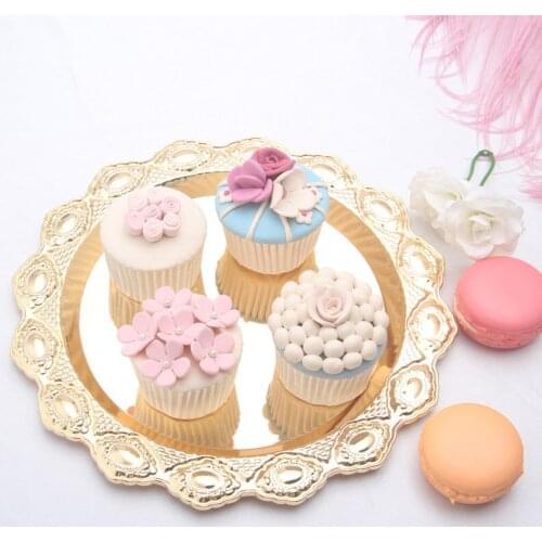 Luxury Silver / Gold Charger Plate Metal Tray 25 CM/ 9.8" Diameter Nut Plate/ Sweet/ Cake Plates For home Christmas Decoration