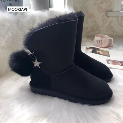 In 2019, the latest European high-quality real sheepskin natural wool ladies snow boots, free delivery