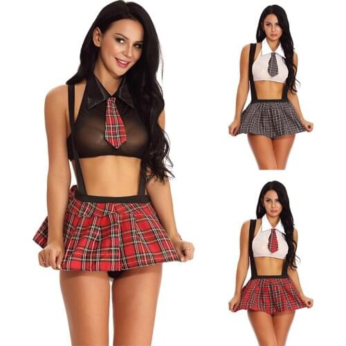 Sexy Schoolgirl Cosplay Role Play Costumes Plaid Night Halloween Women Roleplay Sex Uniform Erotic Costume Sexy Naughty Lingerie