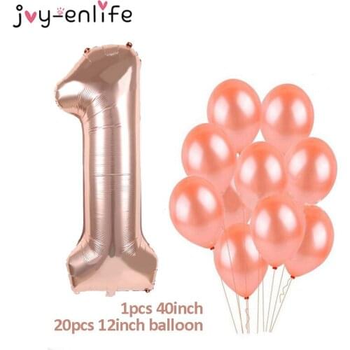 Rose Gold Happy Birthday Number Balloons Latex Balloons 1st 18 21 30 40 50 Number Balloon Adult 30 Year Old Birthday Party Decor