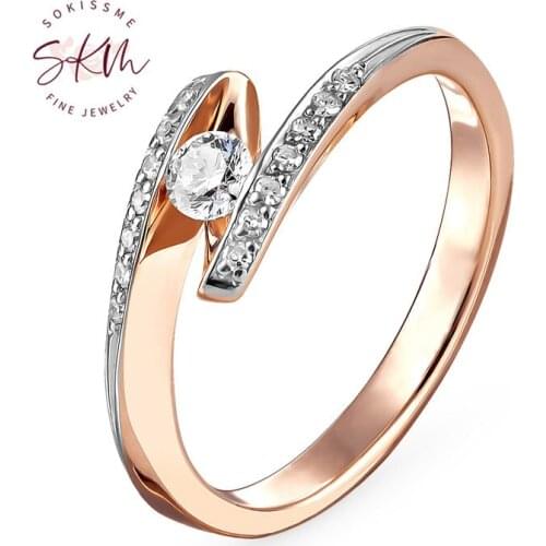 SKM Delicate rings for women 14k rose gold trendy Vinatge Engagement rings designer Promise Luxury Fine Jewelry