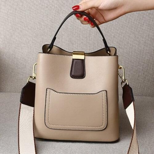 2021 New Genuine Leather Fashion Bucket Bag For Women High Quality Shoulder Bags Ladies Handbags Luxury Brand Designer Totes