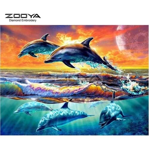 ZOOYA Diamond Embroidery 5D DIY Diamond Painting Lovely Dolphin Animal Diamond Painting Cross Stitch Rhinestone Mosaic BJ1863