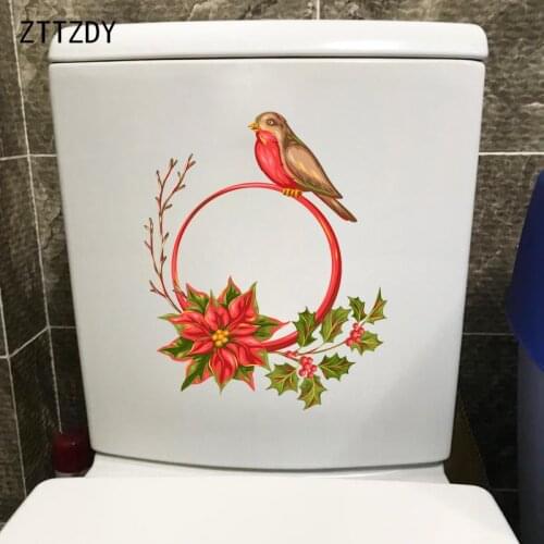 ZTTZDY 19.4×23.9CM Cute Bird Cartoon Kids Room Wall Stickers Creative Bathroom Toilet Decoration T2-1147