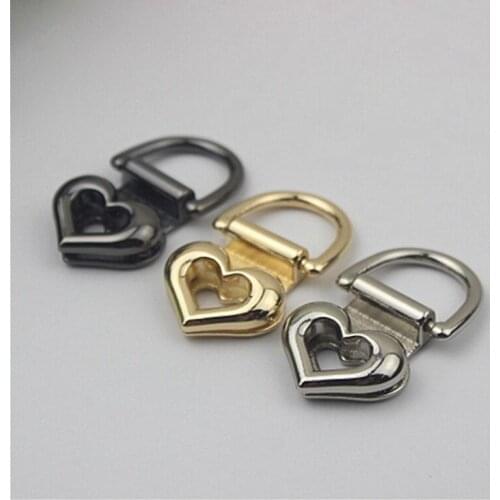 1pcs Heart Metal Bag Side Anchor Gusset Hanger Clamps Heart Shape Bag Side Anchor Link Hardware with D Rings for Bag Purse