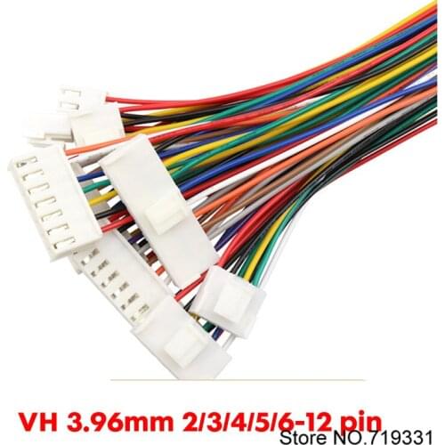 10pcs VH3.96mm 2p/3p/4P/5P/6P/8P Male Connector with Cable 200mm