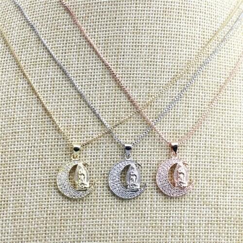 16inch 15pcs/lot New design colorful cz religion charm necklace,religion cz component,plated chain necklace cheap wholesale