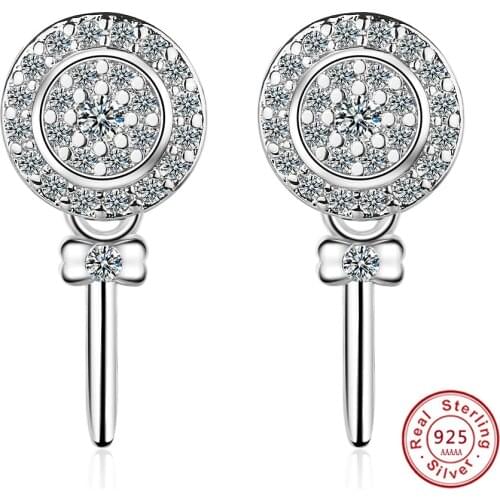 2019 NEW cute Real Sterling Silver Zircon small Stud Earrings Brincos for women 925 stamp Boucle D'oreille Femme gift jewelry