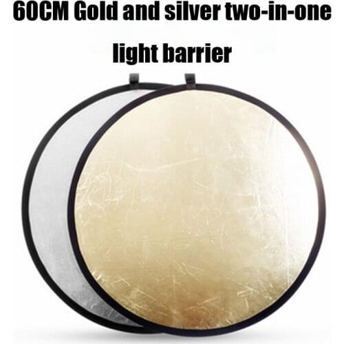 60CM 2-in-1 Reflector Folding Round Photography Portable Soft Light Board Gold and Silver Reflective Light Barrier Drop Shipping