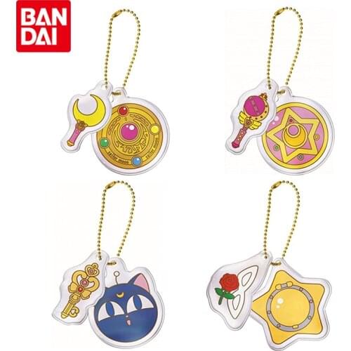 Bandai Genuine Gashapon Sailor Moon Luna Cute Transforming Device Keychain Pendant Anime Action Figures Gacha Toys for Kids