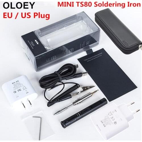 MINI TS80 Digital Soldering Iron Station QC3.0 USB Type-C OLED TS K4 D25 B02 J02 BC02 Tips Set of Tools US EU Plug Storage Bag