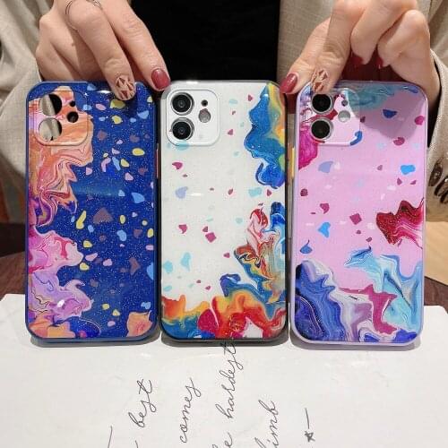 Colorful Watercolor design painting for iPhone 7 8plus XR XS 12 12mini xsmax 12promax 11 12Pro Glossy phone case