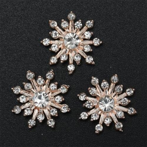10pcs 15mm Flower Decorative Rhinestone Buttons For Baby Hair Accessories Dress Crafts Jewelry Accessories Scrapbooking