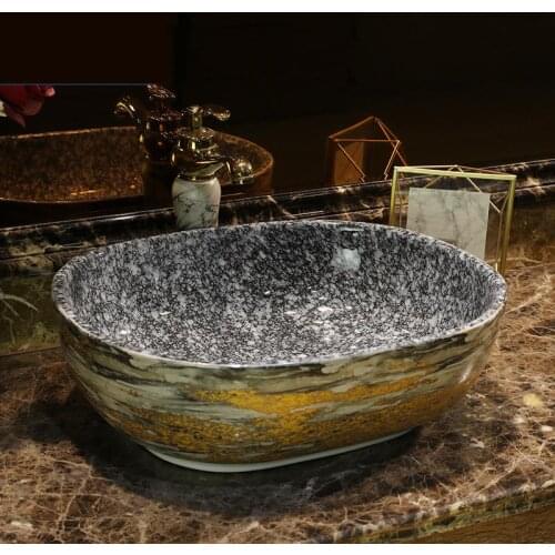 European bathroom Washbasin Oval porcelain Washbasin Toilet Home Art Basin Gold Color Basin ceramic wash basin bathroom sink