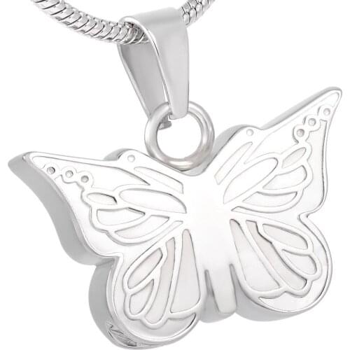 IJD8051 Butterfly Shape Memorial Urn Necklace for Ashes Stainless Steel Pendant Locket Keepsake Cremation Jewelry for Men Women