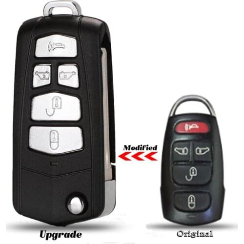 Jingyuqin Modified Flip Folding Key Case Cover For Hyundai Fit KIA Sedona Upgrade Remote 5 Button Fob Key Shell