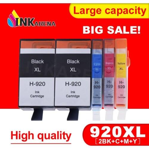 INKARENA 5PCS 920XL Full Ink Cartridge Replacement For HP 920 XL For Officejet 7000 7500 7500A 6000 6500 6500 6500A Printer Ink