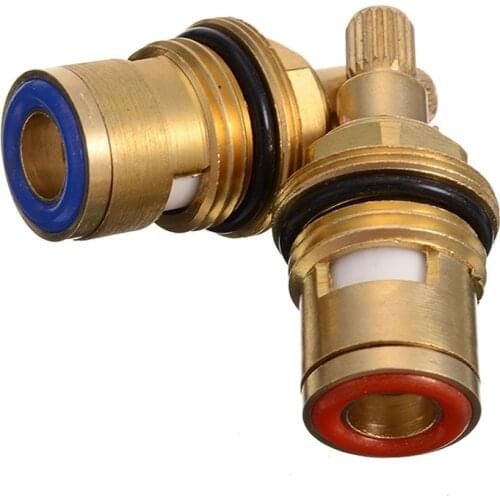 1 Pair Ceramic Tap Valve Water Mixer Tap Faucet Cartridges 20 Teeth 1/2 Thread Replacement Valves For Hot Cold Water Faucet