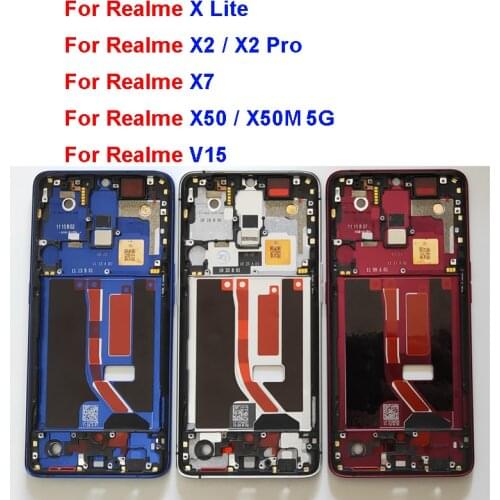 LCD Front Frame Housing Bezel Cover Case For OPPO Realme X Lite X2 Pro Middle Frame Replacement Parts