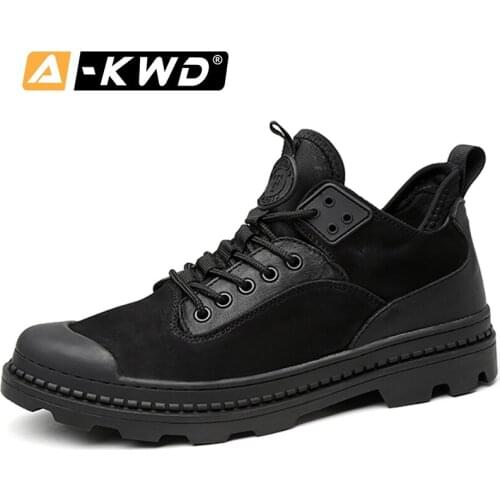 2019 Fashion Black Work Shoes Men High Top Leather Sneakers Man Autumn Breathable Men’s Shoes Chaussure Homme Sport Ankle Boots