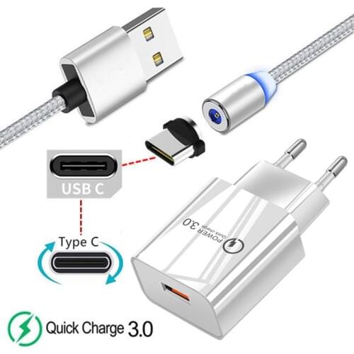 Magnetic luminous Type C Charge Cable For Samsung S20 A71 A50 USB 3.0 Fast charger Honor 20 Xiaomi Mi 9 Redmi 10X Note 7 8 Phone