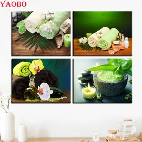 Spa Body Nail Salon Massage Diamond embroidery,4pcs/set,5d Diy diamond painting full drill square/round,mosaic kit,Cross Stitch