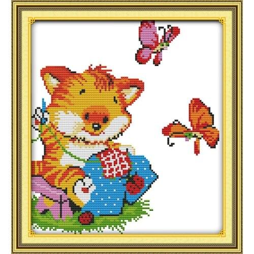 Cute cat embroidery cross stitch kit cartoon 14ct 11ct count pre print canvas x stitching embroidery DIY handmade needlework