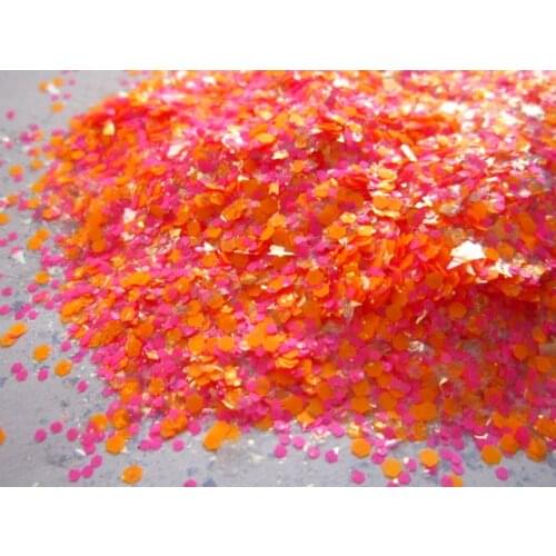 Neon Orange Solvent Resistant Glitter Iridescent Medium Confetti Glitter Flake Glitter for Nail Polish Nail Art Crafts G537