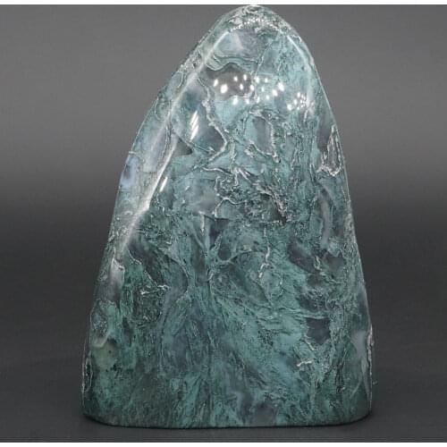 334g Natural Green Moss Agate Palm Stone Raw Materials Specimen Crystal Reiki Healing Rock Stone Craft Home Decor