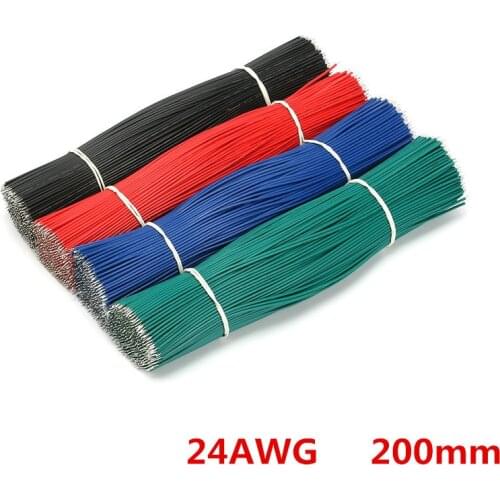 100PCS/Lot 24AWG Tin-Plated PCB Solder Cable 200mm Jumper Wire Cable Tin Conductor Wires Connector Wire Two Ends PVC Wire