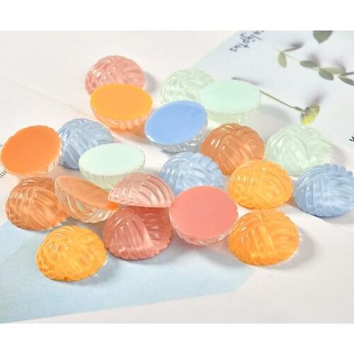 Wholesale 100pcs 19MM Flatback Resin Cabochons Colorful Transparent Style mesh Ball Shape Half Round Jewelry Accessories Craft