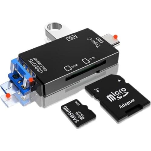 OTG Card Reader USB 2.0/SD/Micro SD/Typc-C/Pendriver 6 in 1 Adapter Android Phone desktop laptop support