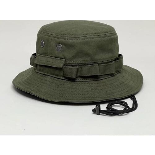 High Quality Bucket Hat MOLLE System Unisex Fisherman Hat Cap Summer Autumn 100% Cotton Ajustable Breathable Fishing Hiking Hat