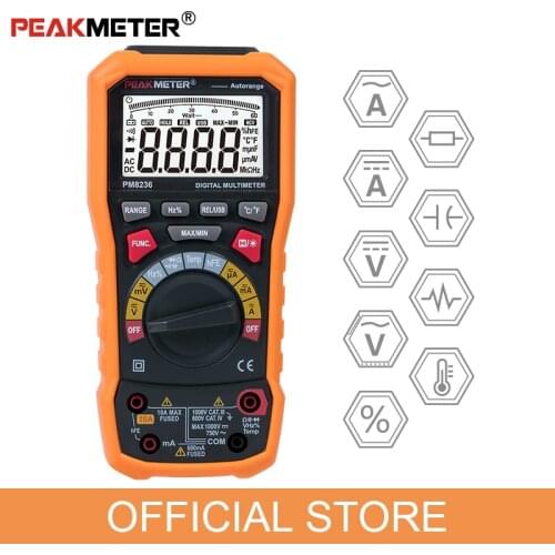 PEAKMETER PM8236 Auto manual Range professional Digital Multimeter tester with TRMS Temperature capacitance frequency NCV Test