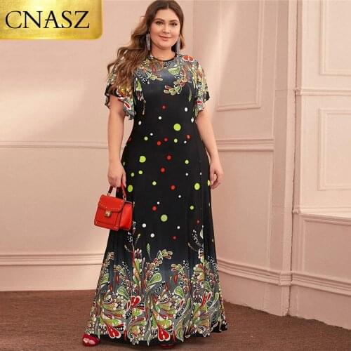 Plus Size Womens Beach Dress Fashion Summer New Printed Big Swing Long Dress Bohemian Long Skirt Elegant For Ladies Clothing