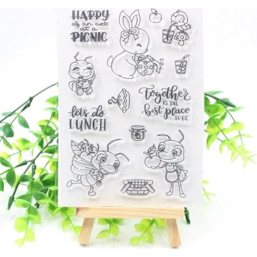 Happy Picnic Transparent Clear Silicone Stamps for DIY Scrapbooking/Card Making/Kids Christmas Fun Decoration Supplies 441