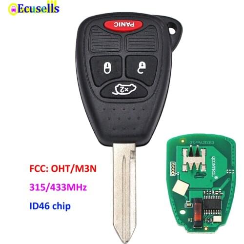 Remote Key Fob 3+1 Button 315MHZ 433MHZ with Chip ID46 for Chrysler 300C for Dodge RAM FOR Jeep FCC: M3N full key 4 BUTTONS