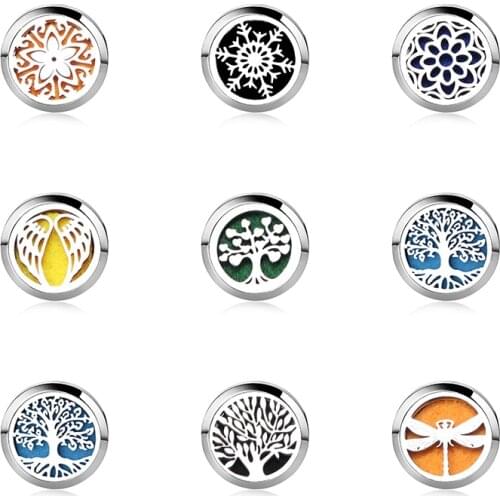 Multiple Styles Stainless Steel Aroma Brooch Badge Perfume Box Aromatherapy Essential Oil Diffuser Locket Brooch Jewelry