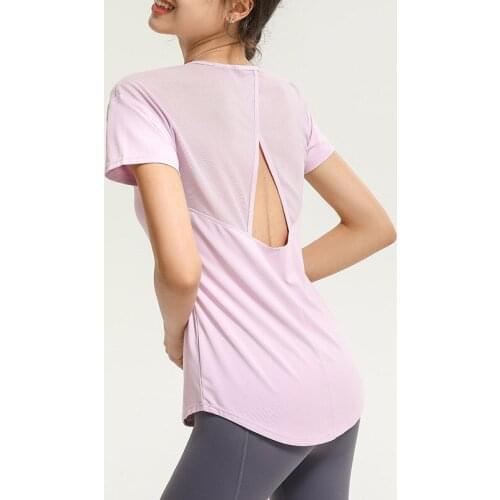 Mesh Patchwork Sports Shirts Women Quick-Dry Short Sleeve Yoga Tops Hollow Out Gym Clothing Workout Loose T-Shirts Sportswear