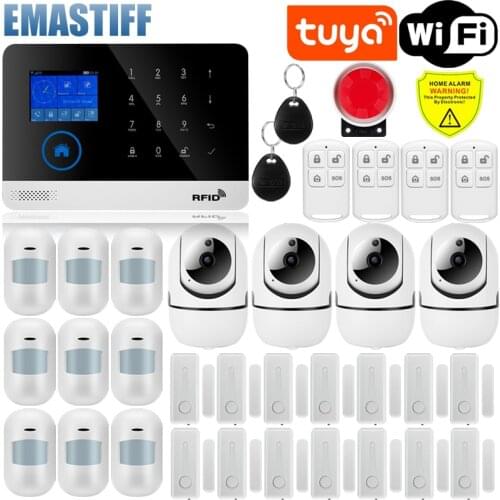 Security Alarm System for Home GSM Wifi Tuya Smart Life App Control Burglar Alarm Kit with Door Sensor work with Alexa
